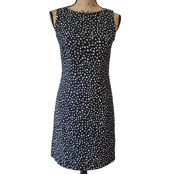 AB Studio Polka Dot Black & White Sleeveless Dress - Size 2 - Picture 1 of 8